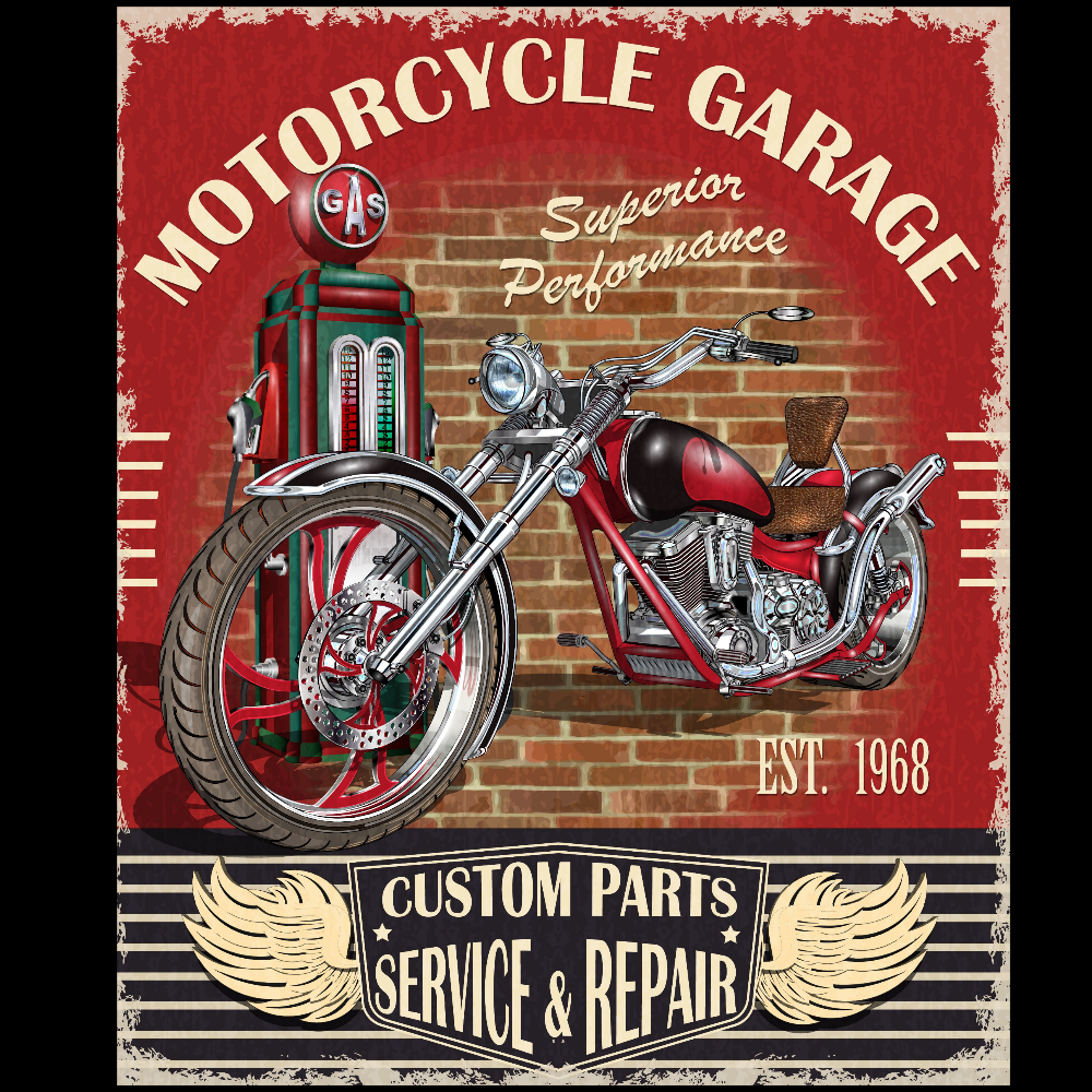 T-PAITA MUSTA - MOTORCYCLE GARAGE (00 2833)