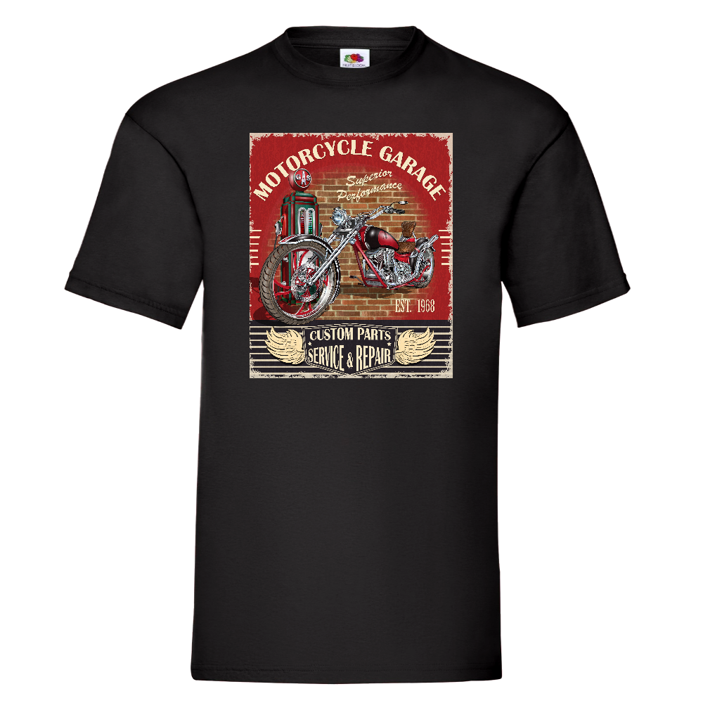 T-PAITA MUSTA - MOTORCYCLE GARAGE (00 2833)