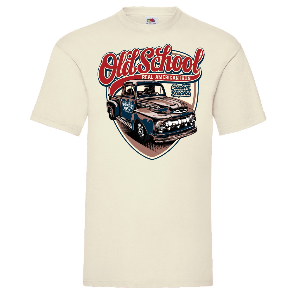 T-PAITA LUONNONVALKOINEN - OLD SCHOOL REAL AMERICAN IRON (00 2835)
