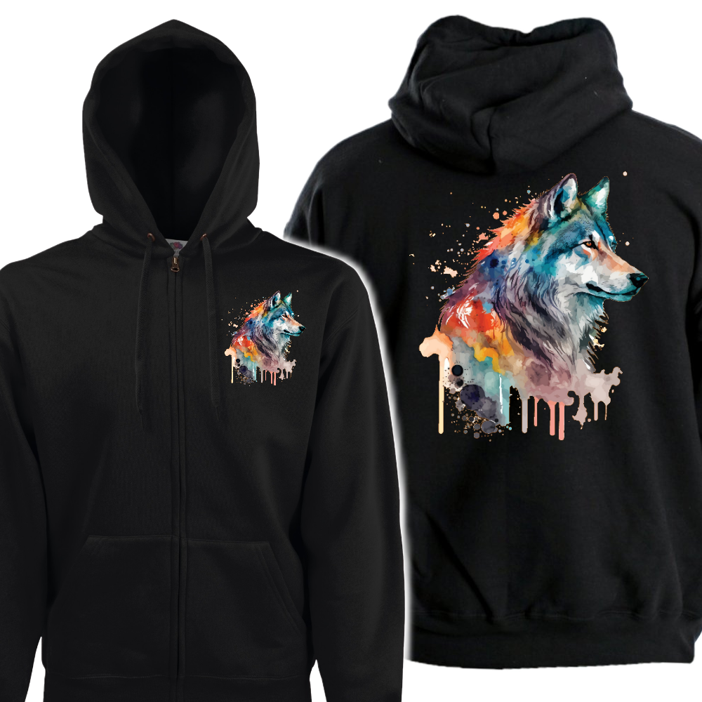 VETOKETJUHUPPARI MUSTA - WATERCOLOR WOLF (00 2708)