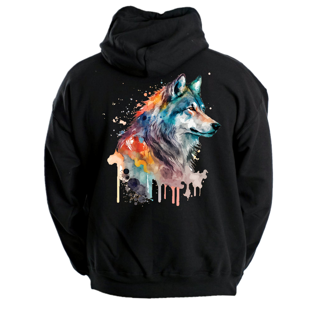 VETOKETJUHUPPARI MUSTA - WATERCOLOR WOLF (00 2708)