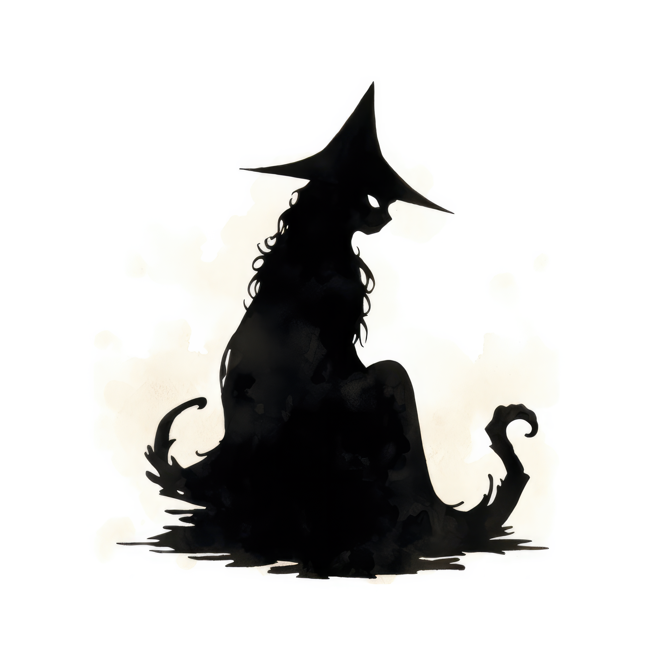 Witchs black cat silhouette hand 1 (paitakuva)