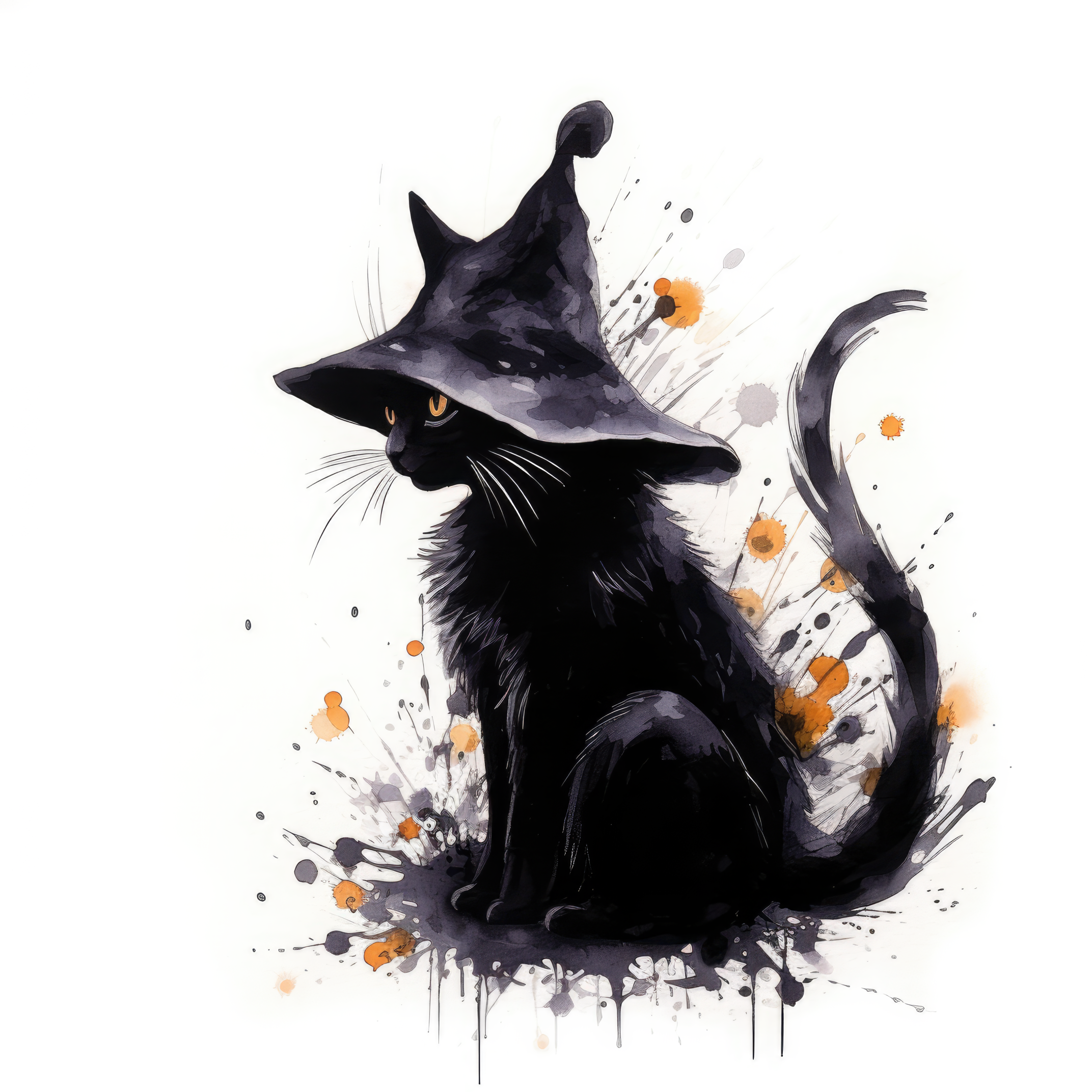 Witchs black cat silhouette hand 2 (00 348)