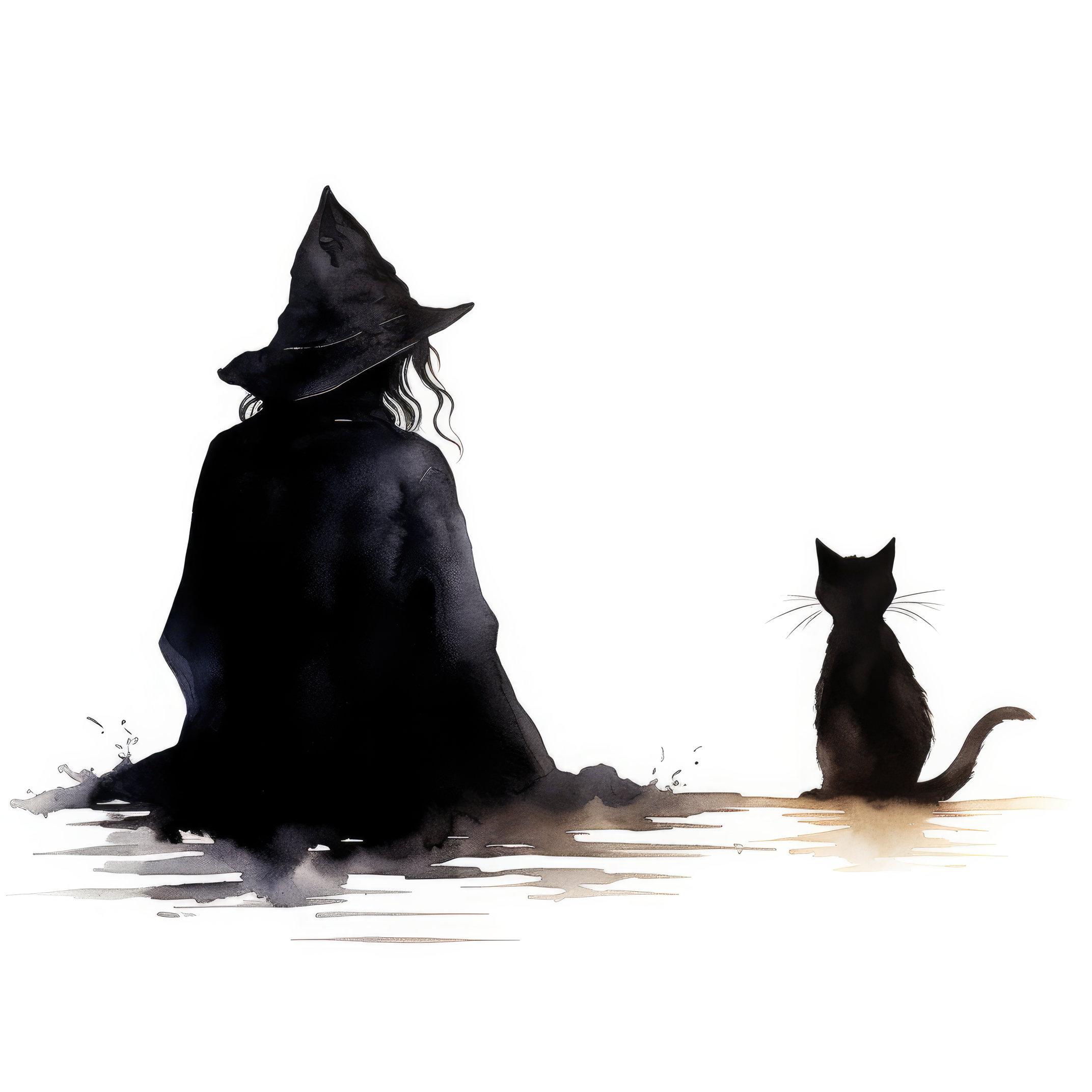 Witchs black cat silhouette hand 3 (paitakuva)