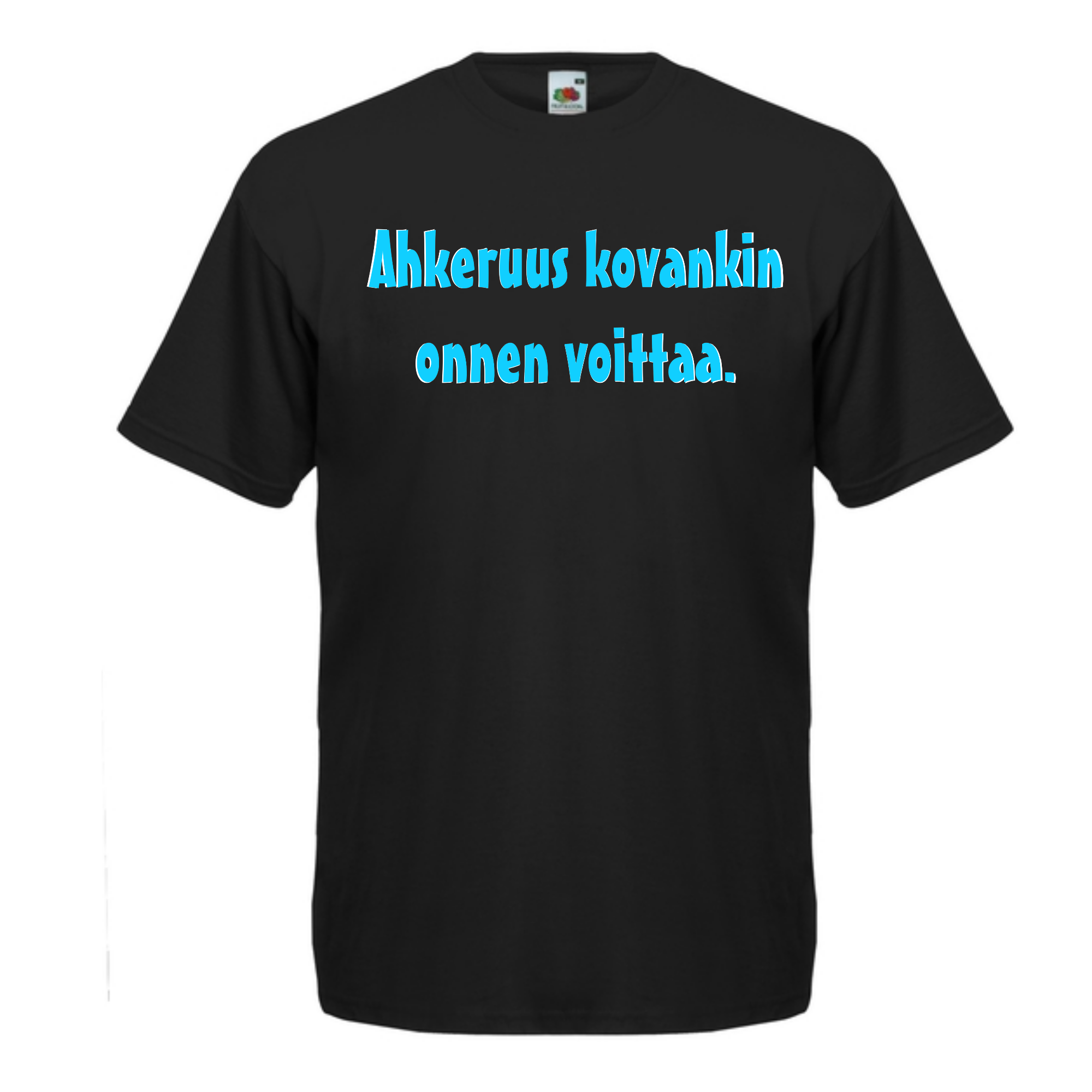T-PAITA musta - Ahkeruus kovankin onnen voittaa. (5086)
