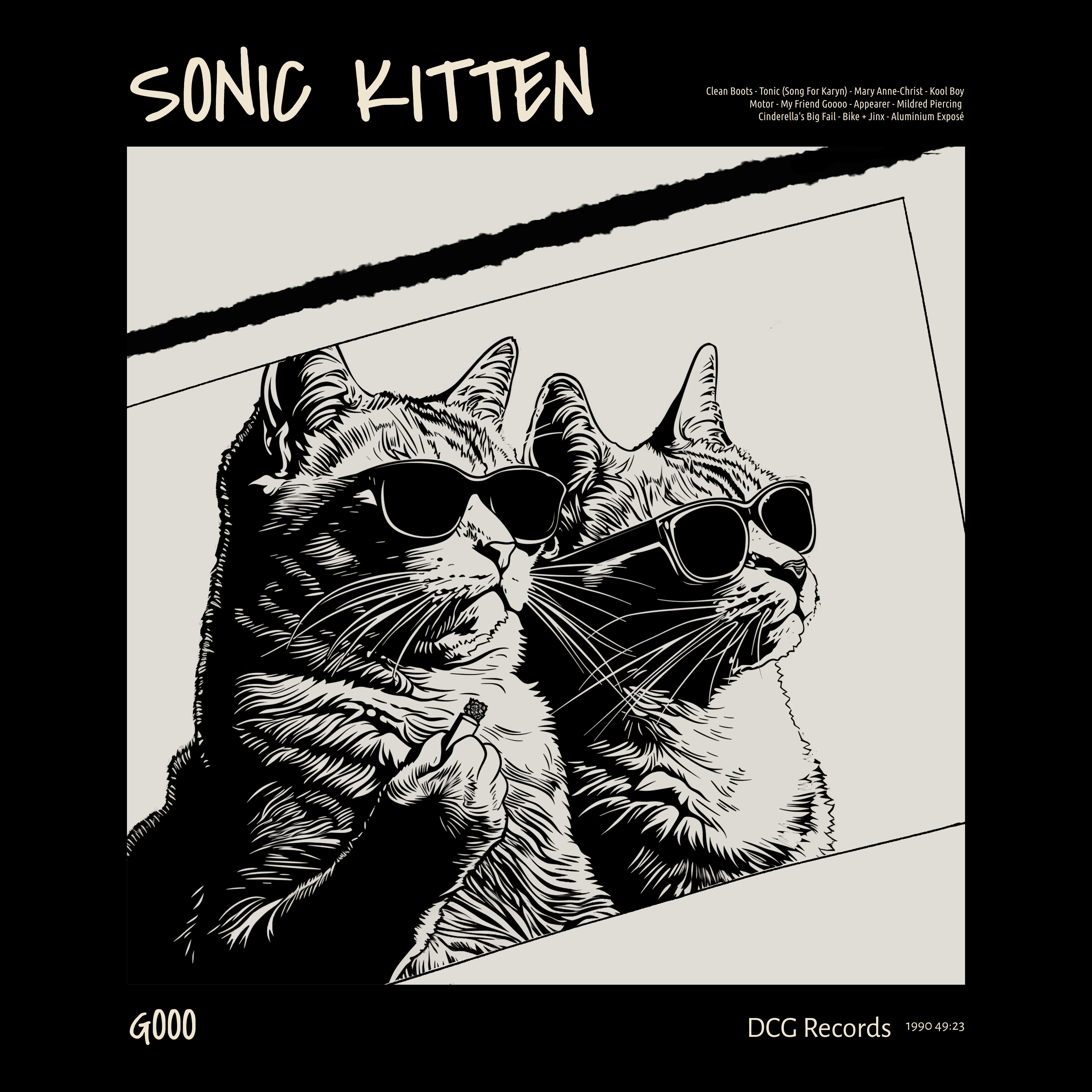 KISSABÄNDI T-PAITA MUSTA - SONIC KITTEN (2946)