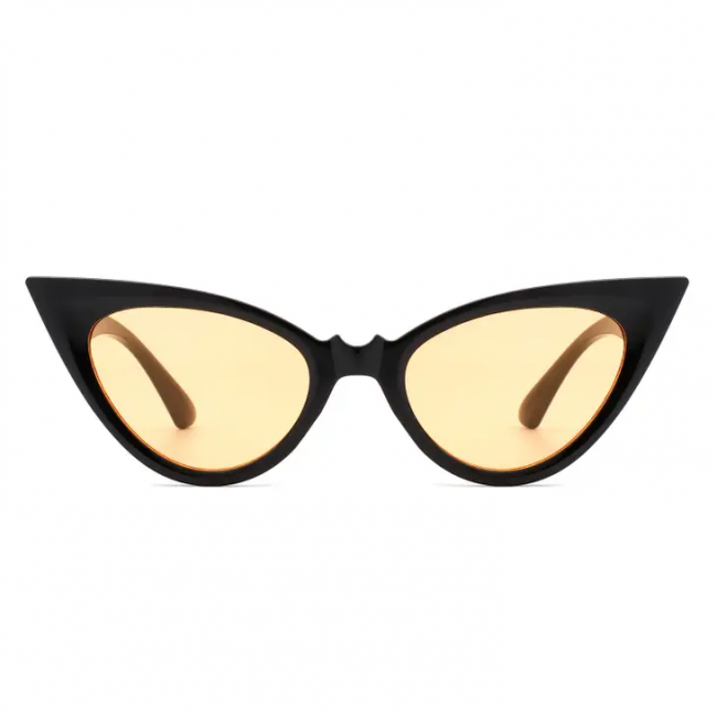 AURINKOLASIT - Women Retro High Pointed Fashion Vintage Cat Eye Sunglasses black/yellow