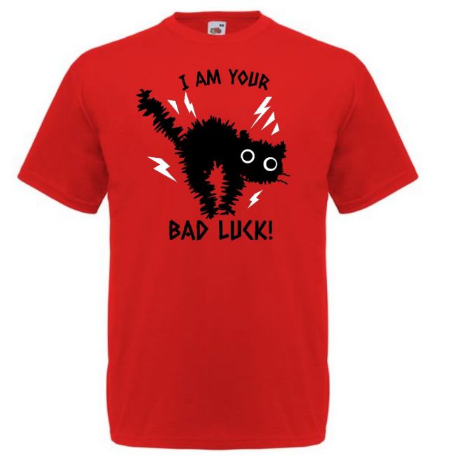 T-PAITA PUNAINEN - BAD LUCK (43)