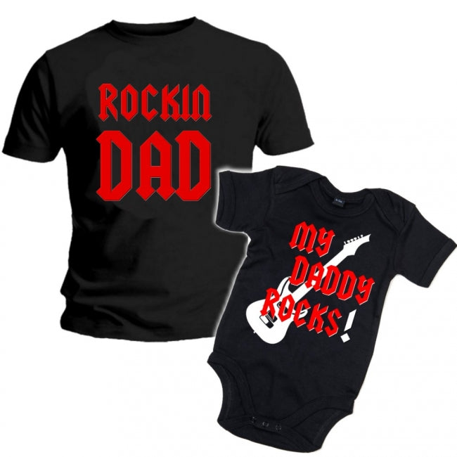 MIESTEN mu T-PAITA + VAUVAN BODY DADDY ROCK (00 364)