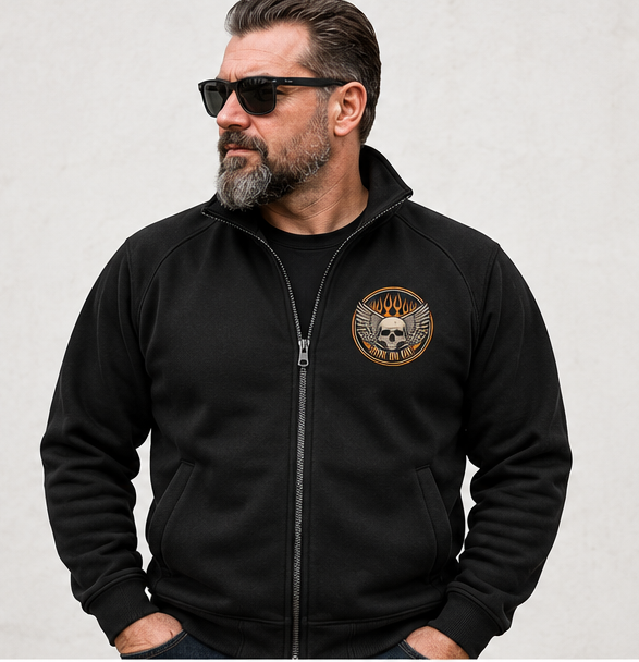 Premium Collegetakki - RIDE OR DIE FLAME SKULL (4013)