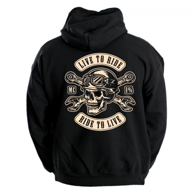 VETOKETJUHUPPARI MUSTA CUSTOM - LIVE TO RIDE (2528)