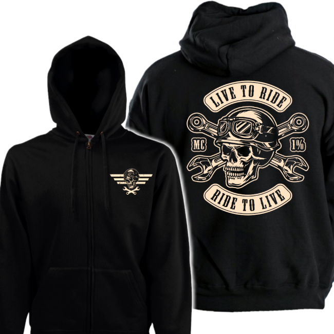 VETOKETJUHUPPARI MUSTA CUSTOM - LIVE TO RIDE (2528)