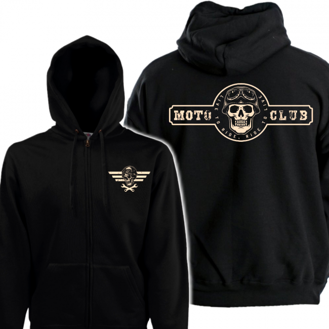 VETOKETJUHUPPARI MUSTA CUSTOM - MOTO CLUB SKULL LOGO (2505)