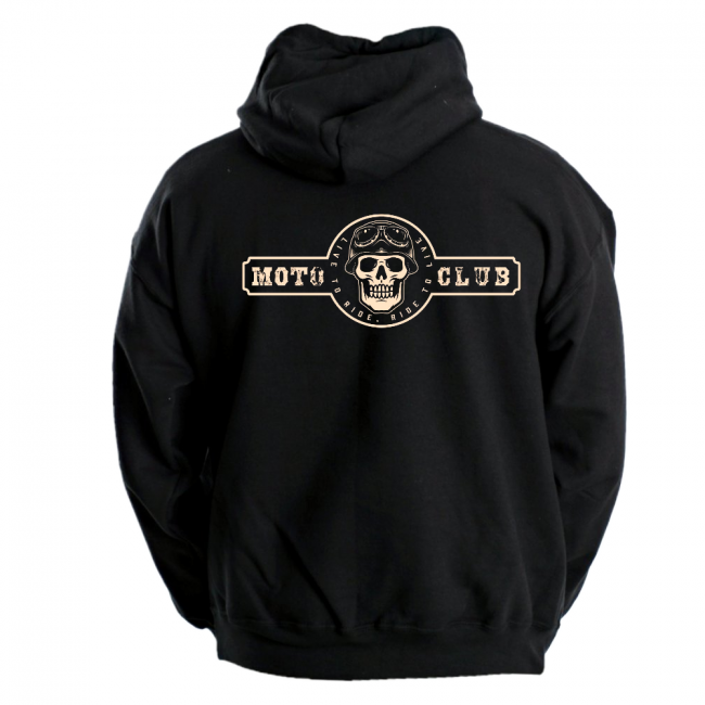 VETOKETJUHUPPARI MUSTA CUSTOM - MOTO CLUB SKULL LOGO (2505)