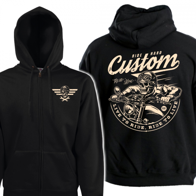 VETOKETJUHUPPARI MUSTA CUSTOM - RIDE HARD (2501)