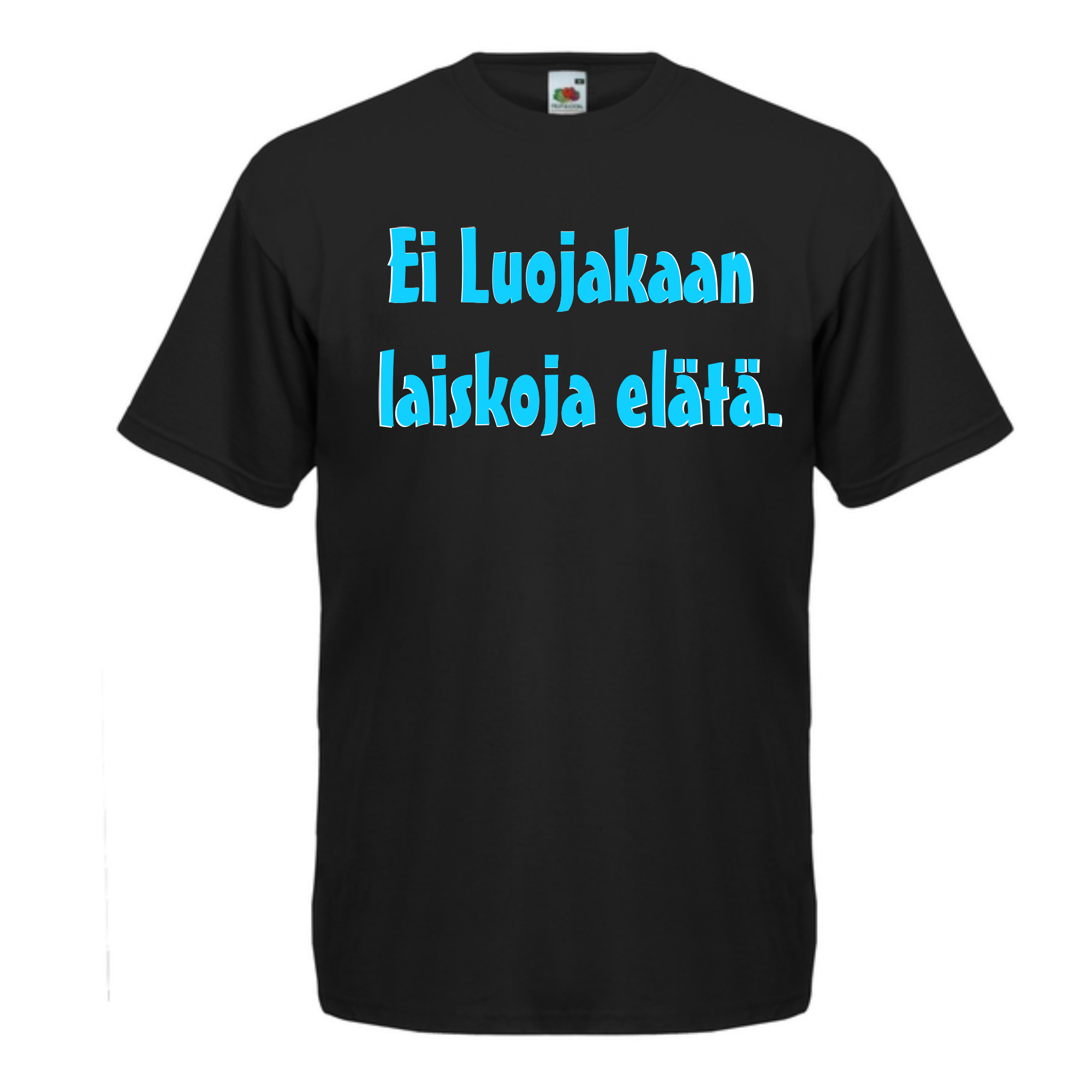 T-PAITA musta - Ei Luojakaan laiskoja elätä. (5079)