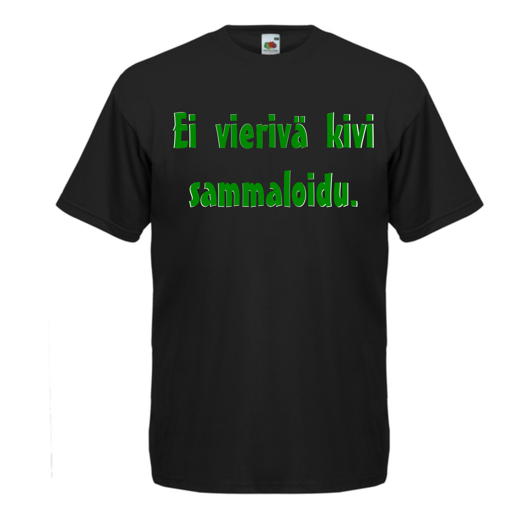 T-PAITA musta - Ei vierivä kivi sammaloidu. (5064)