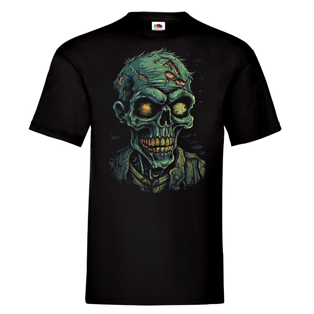 T-PAITA MUSTA - Cartoon Zombie skull Tshirt design 3