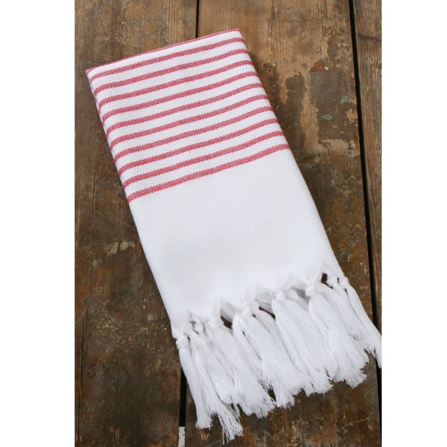 Pyyhe - Hamam pyyhe 100 x 200cm valkoinen/punainen