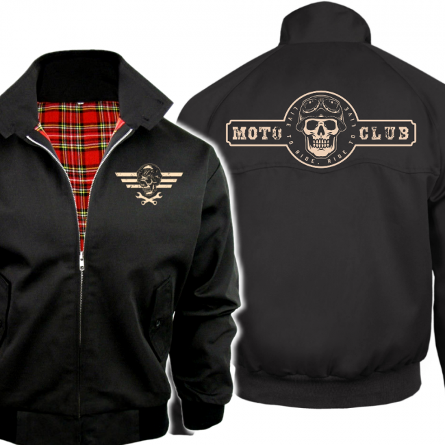 CUSTOM Harrington takki - MOTO CLUB SKULL LOGO (2505)