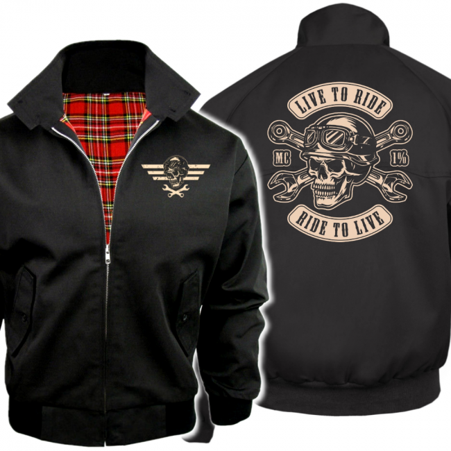 CUSTOM Harrington takki - LIVE TO RIDE (00 2528)