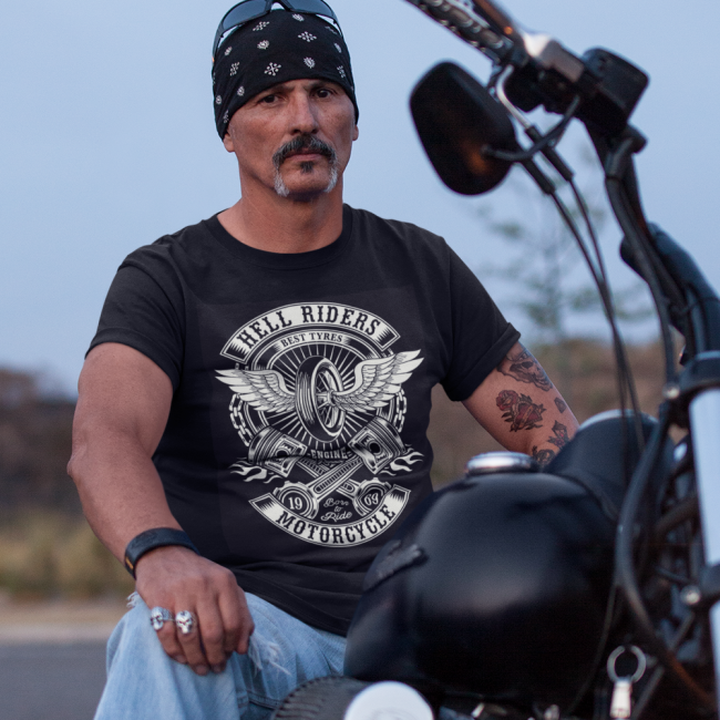 CUSTOM T-PAITA musta - HELL RIDERS (00 2825)