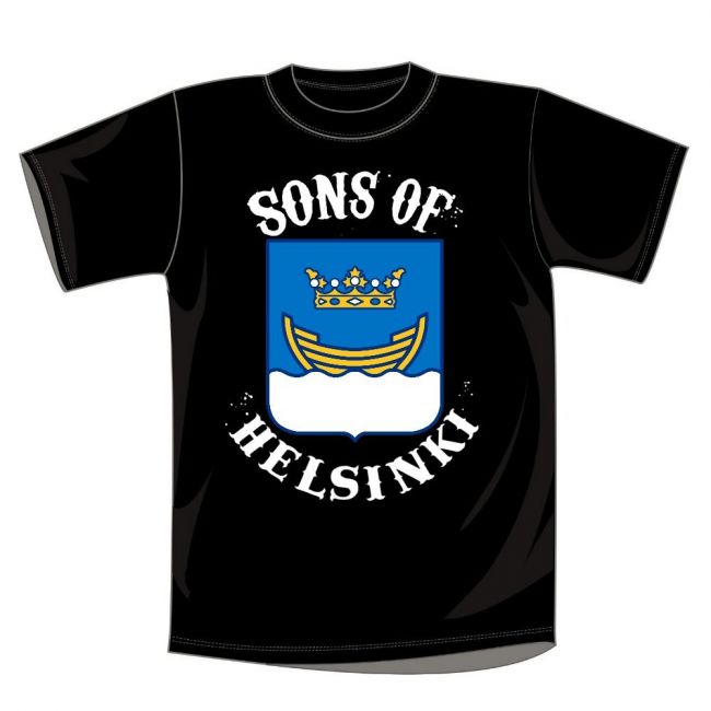 T-PAITA MUSTA - SONS OF HELSINKI vaakuna