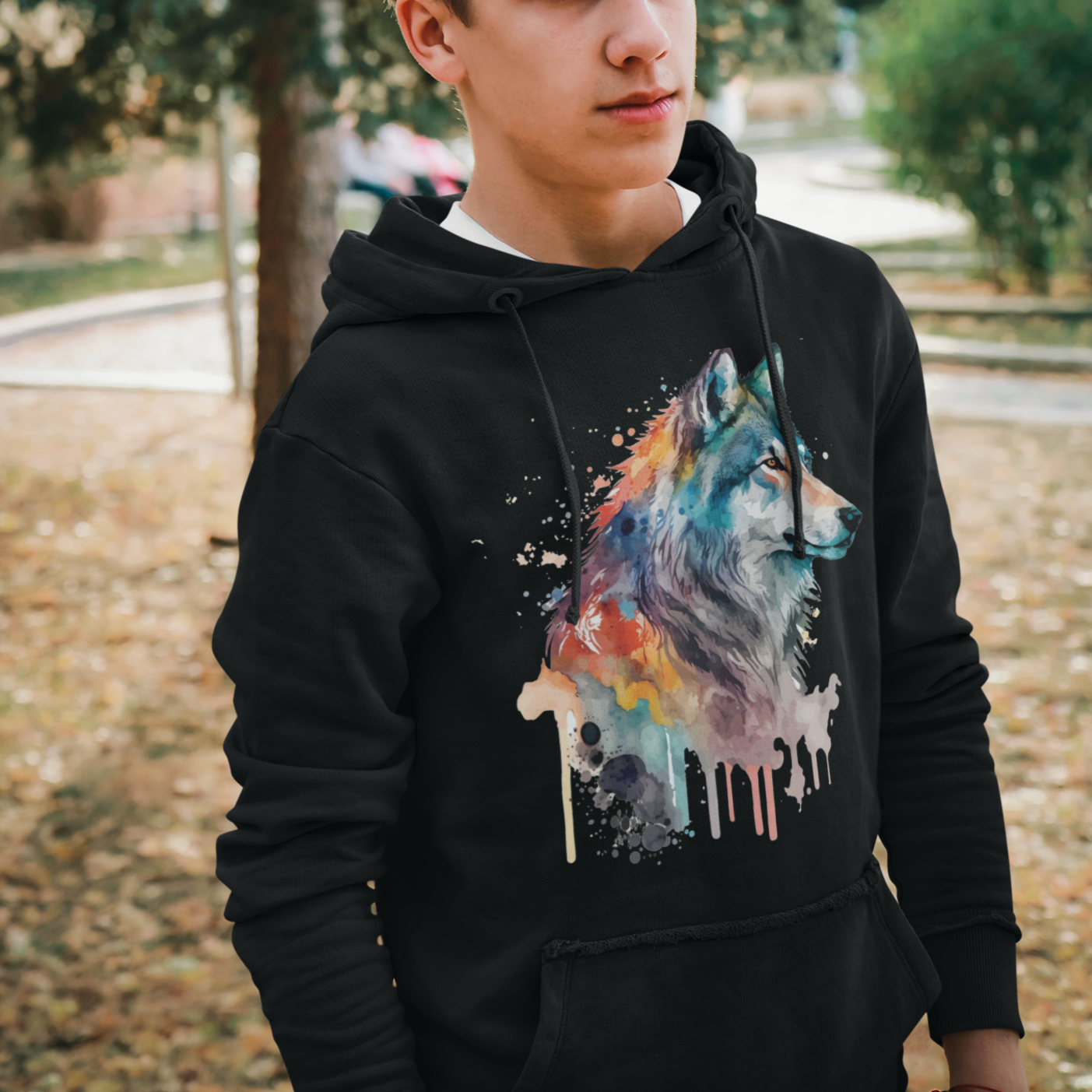 HUPPARI MUSTA - WATERCOLOR WOLF (00 2708)