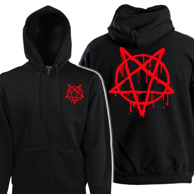 VETOKETJUHUPPARI MUSTA - BLOOD PENTAGRAM (00 555)