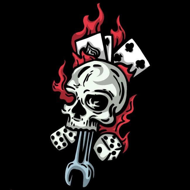 CLASSIC HUPPARI musta - SKULL & WRENCH (1655)