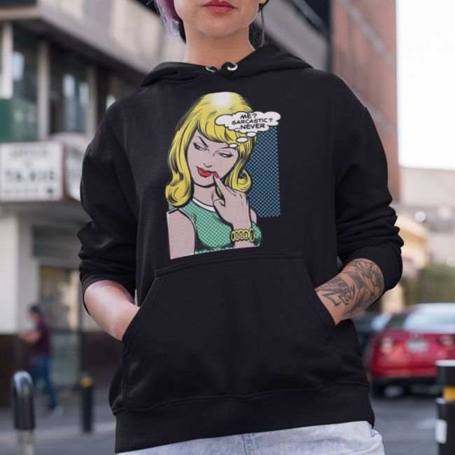 NAISTEN CLASSIC HUPPARI MUSTA - SARCASTIC COMIC (511)