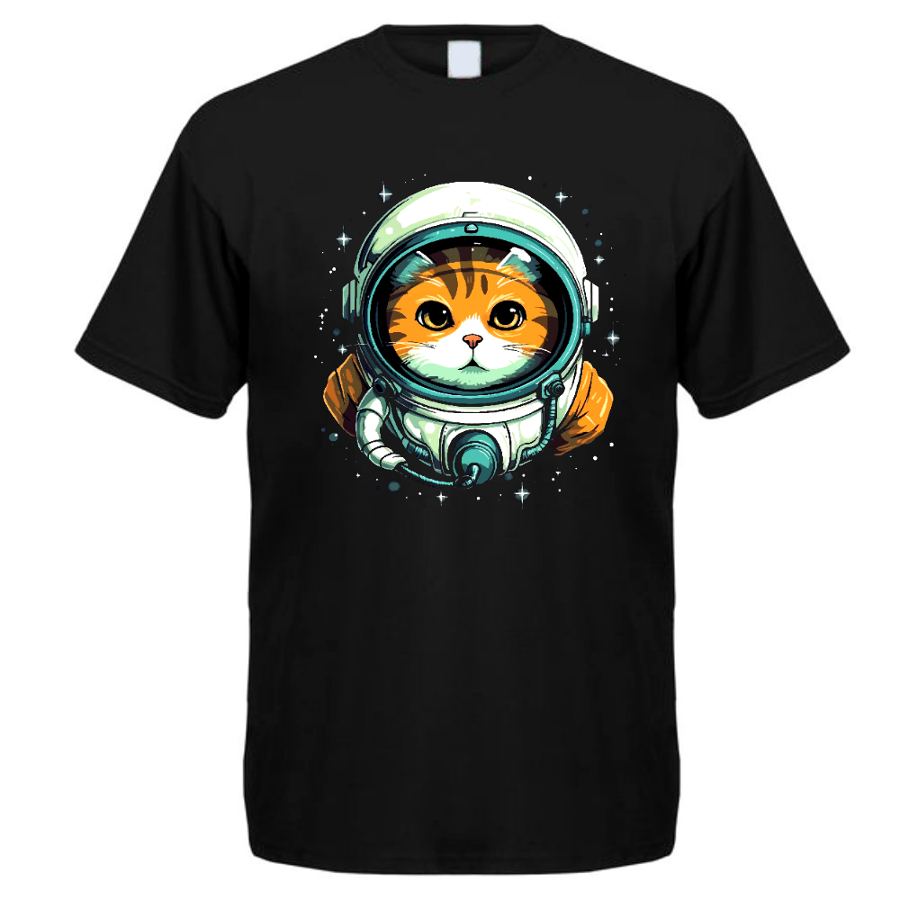 T-PAITA MUSTA - SPACE CAT (2700)