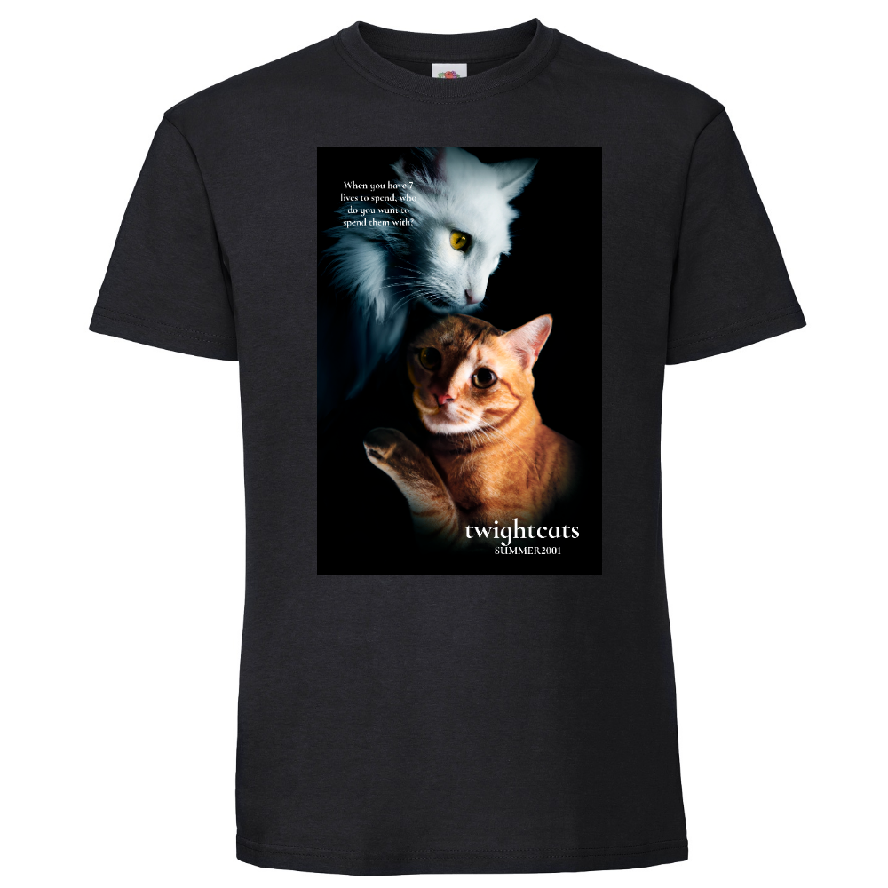 KISSALEFFA T-PAITA MUSTA - TWIGHTCATS (00 2566)