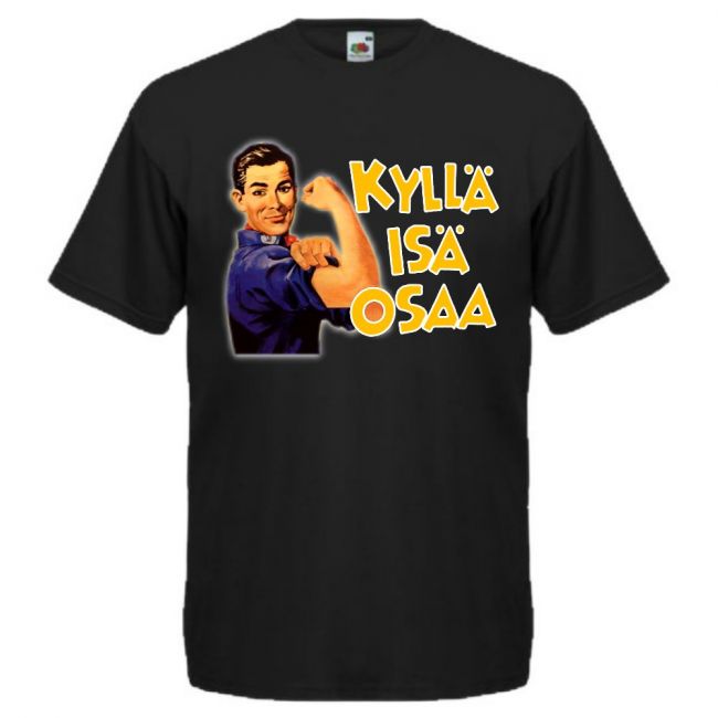 T- PAITA KYLLÄ ISÄ OSAA RETRO MUSTA (00 1566)