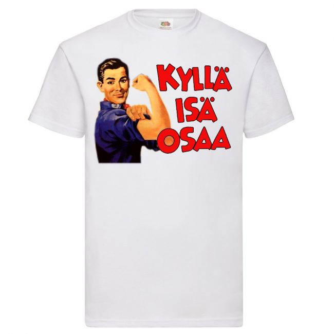 T- PAITA KYLLÄ ISÄ OSAA RETRO valk. (00 1805)