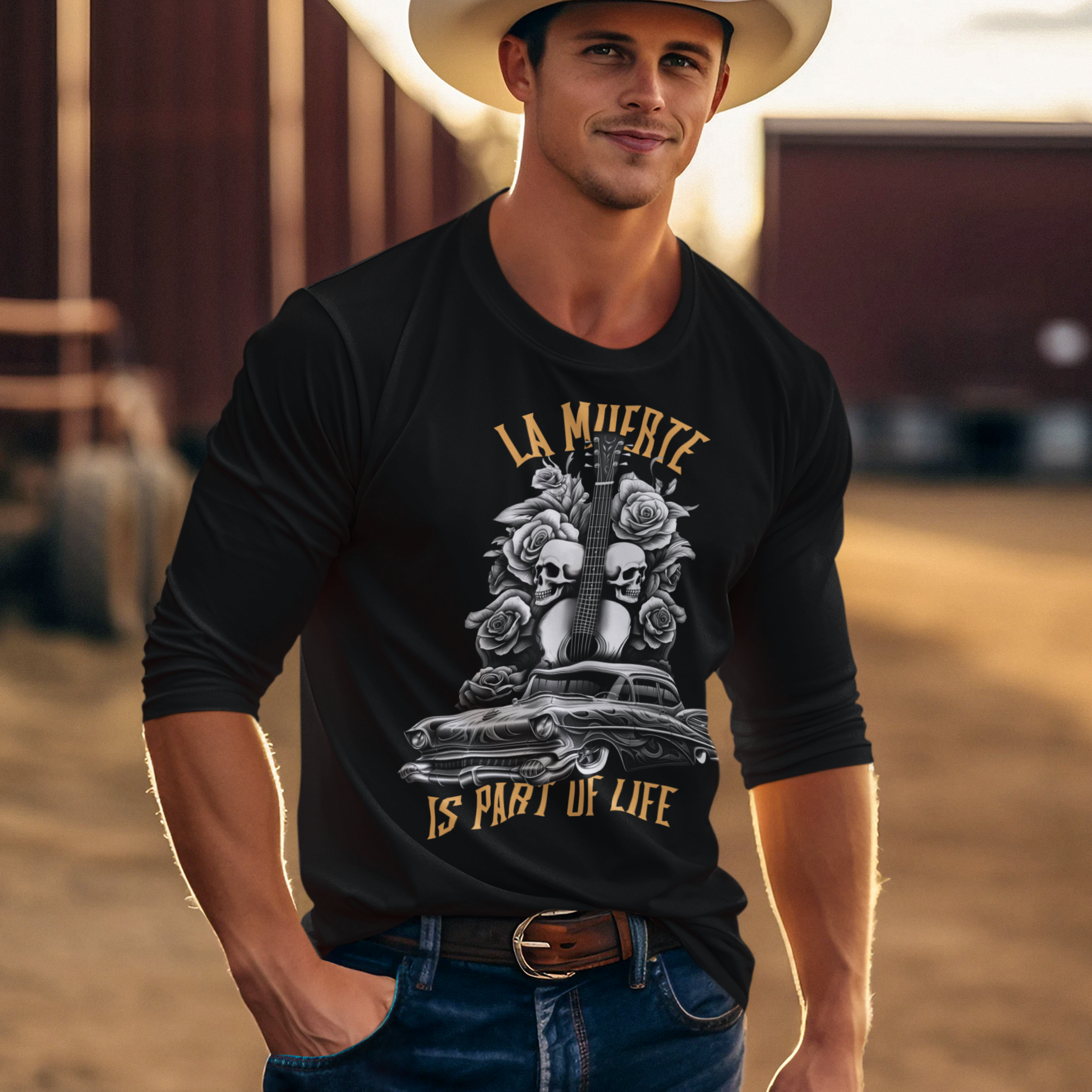 PITKÄHIHAINEN T-PAITA MUSTA - LA MUERTE (00 3514)