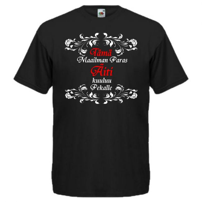 T- PAITA MUSTA - MAAILMAN PARAS ÄITI OMALLA NIMELLÄ