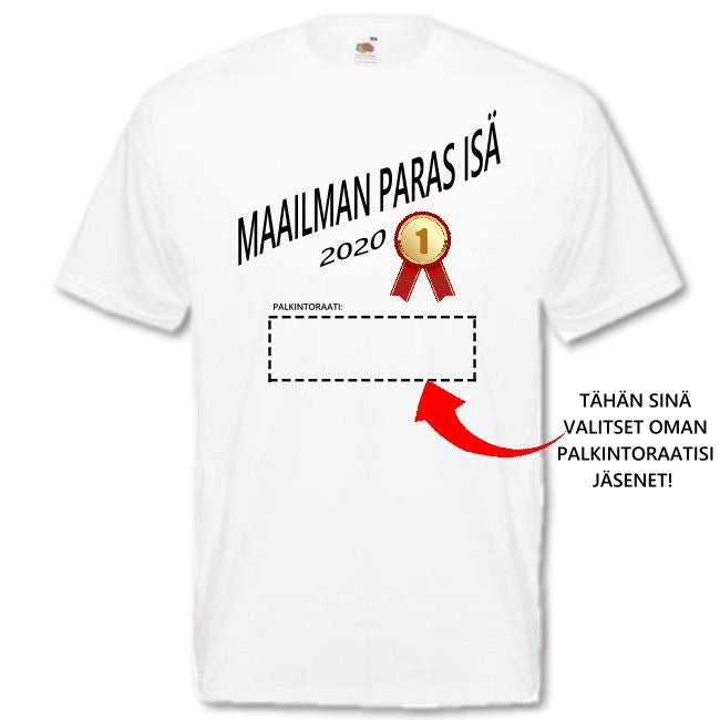 PERSONOITU T-PAITA MAAILMAN PARAS ISÄ valkoinen