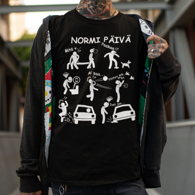 T-PAITA MUSTA - NORMI PÄIVÄ (00 1958)