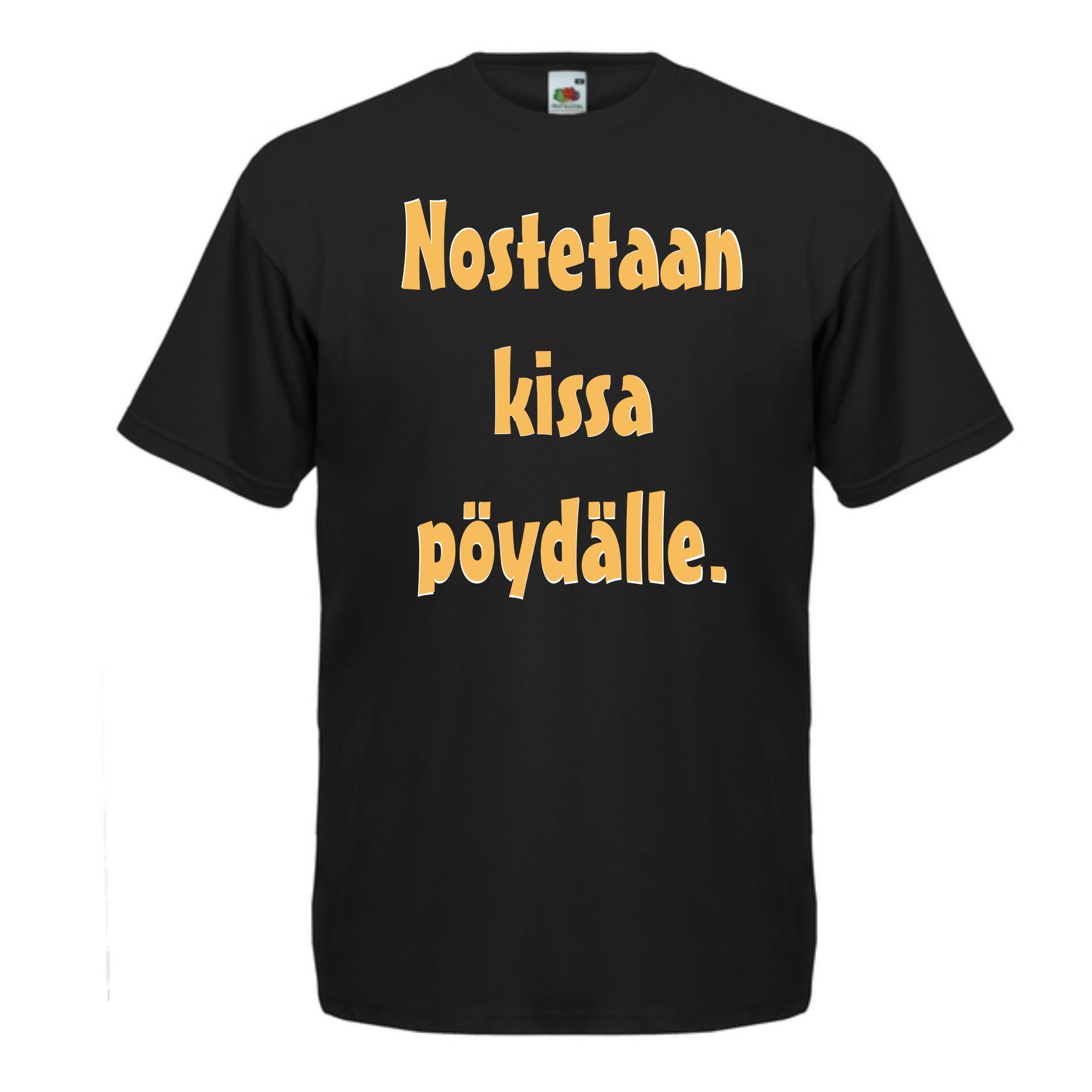 T-PAITA musta - Nostetaan kissa pöydälle. (5021)