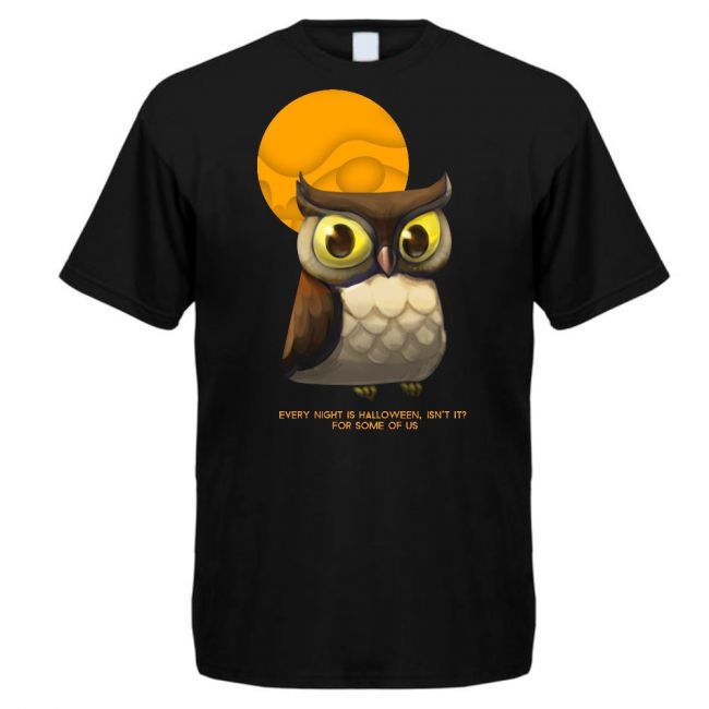 T-PAITA musta - OWL HALLOWEEN (00 568)