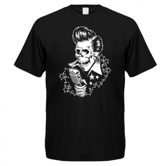 ROKKI T-PAITA MUSTA - ROCKABILLY SKULL (00 1102)