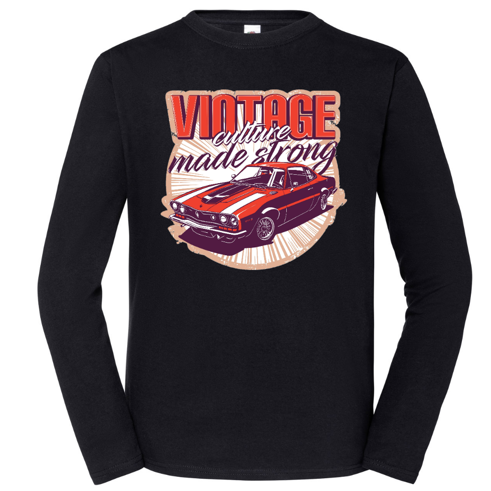 PITKÄHIHAINEN T-PAITA MUSTA - VINTAGE CULTURE MADE STRONG (00 2736)