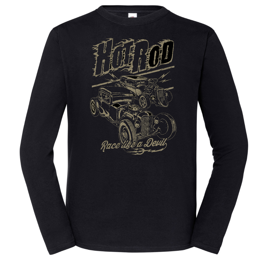 PITKÄHIHAINEN T-PAITA MUSTA - hot rod race like a devil