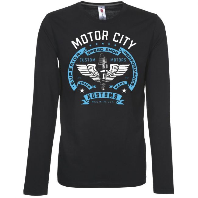 PITKÄHIHAINEN T-PAITA MUSTA - MOTOR CITY - PINETA (2623)