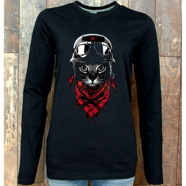 NAISTEN PITKÄHIHAINEN PAITA MUSTA PINETA - ADVENTURER CAT (1037)