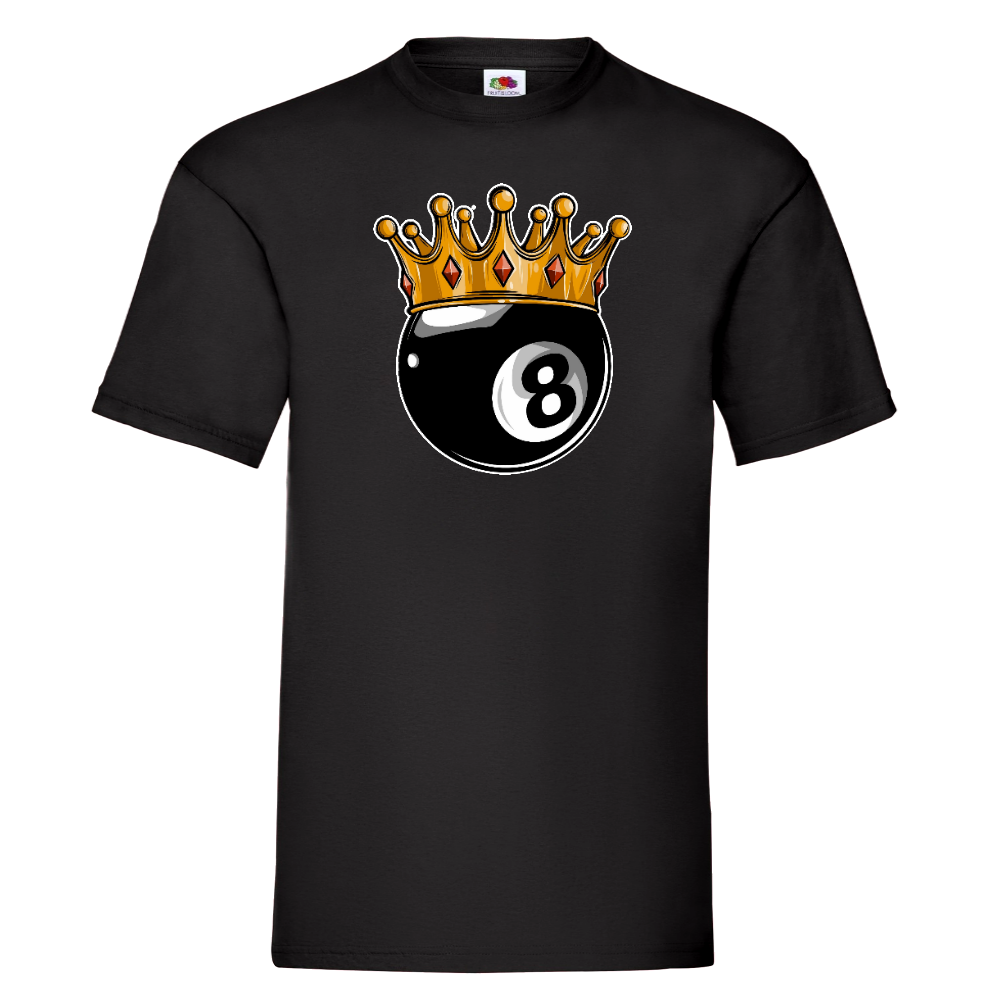 T-PAITA MUSTA PELI - Eight ball with crown (2894)