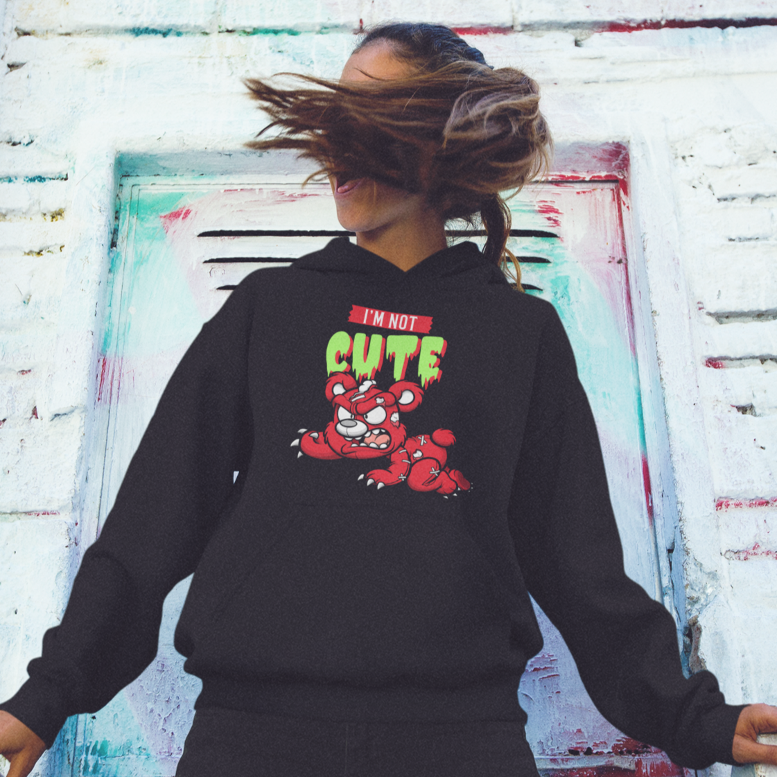 NAISTEN CLASSIC HUPPARI MUSTA - I'M NOT CUTE (2854)