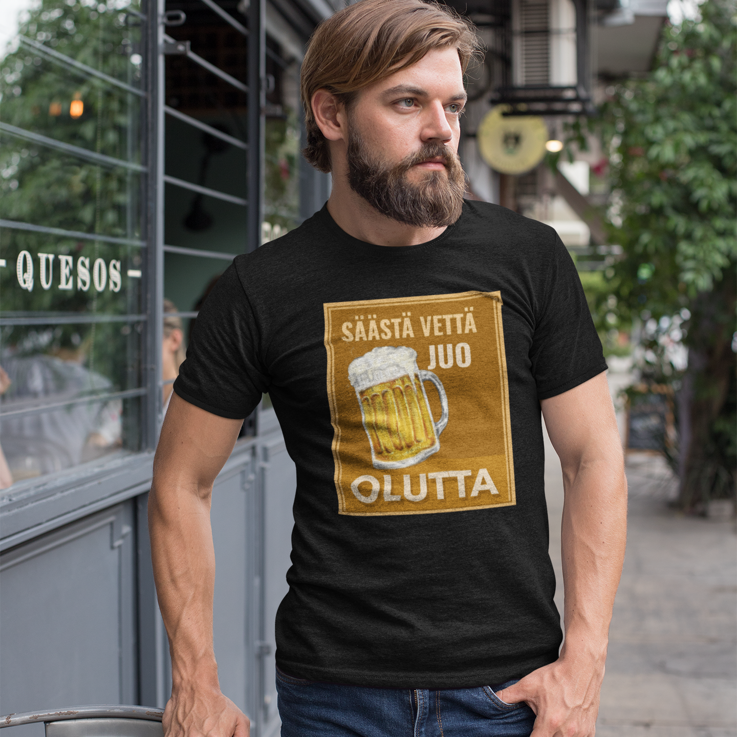 T-PAITA MUSTA - SÄÄSTÄ VETTÄ JUO OLUTTA