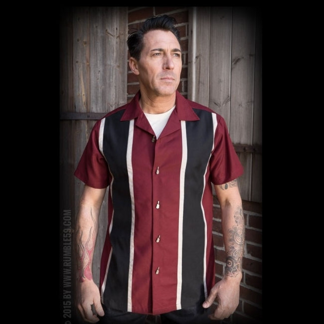 KAULUSPAITA - Classic Shirt Two Stripes - RedWine
